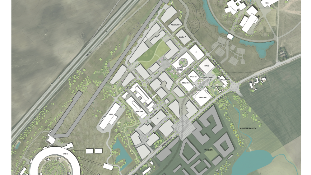 Situationsplan för Science Village-området från mars 2023. Bild: SVS AB